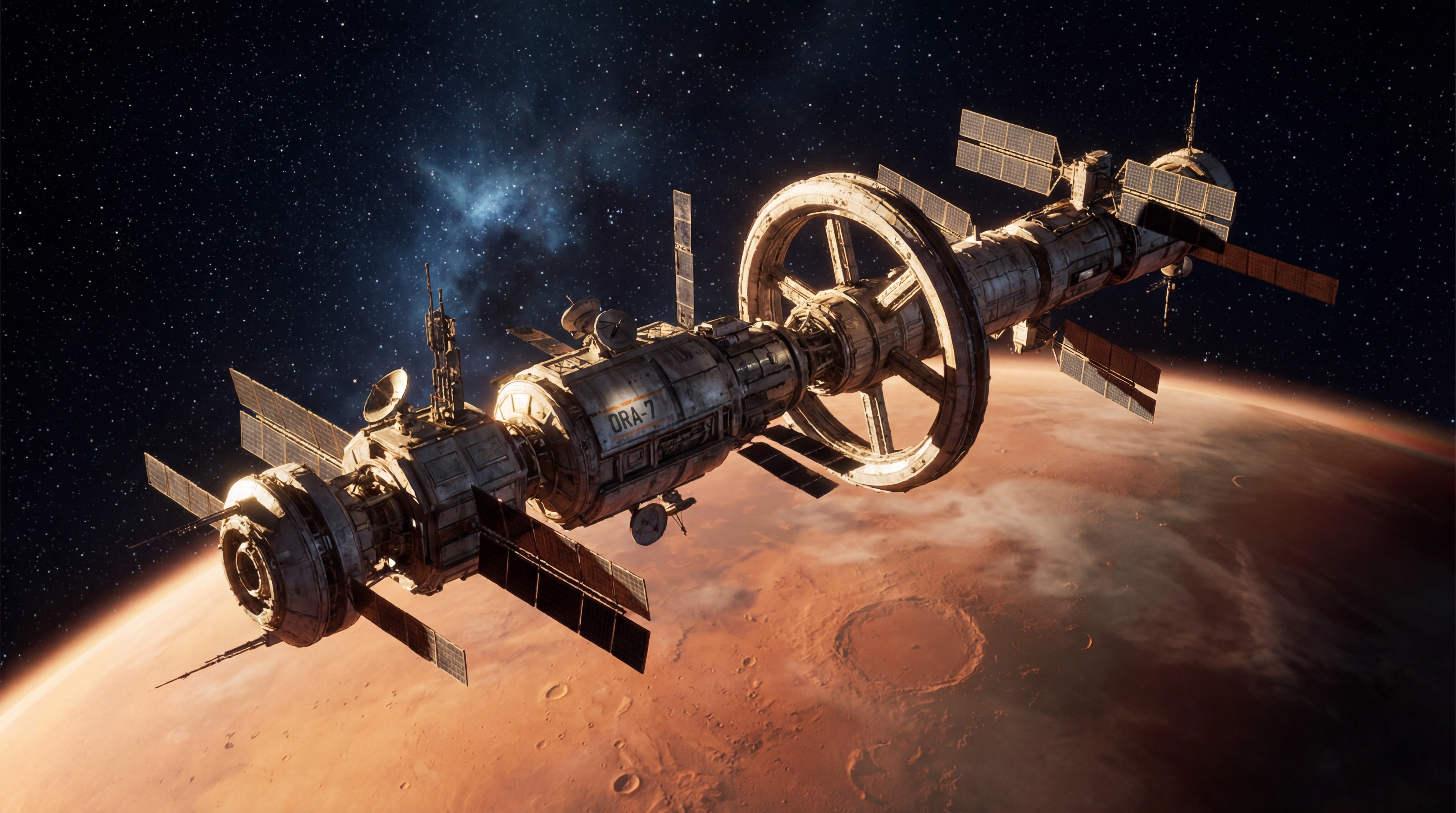 Orbital Station ORA-7 overlooking Mars